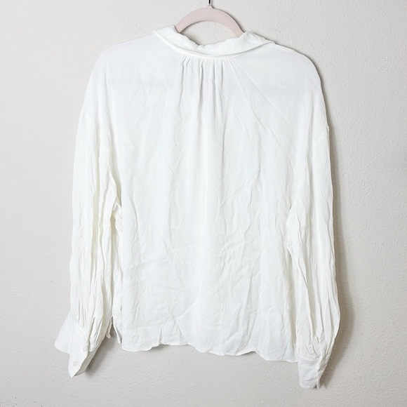 J. Crew 100% Viscose White Button Down Shirt size Large - Picture 6 of 8